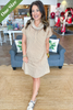 Caryn Lawn Emily Dress Khaki Stripe