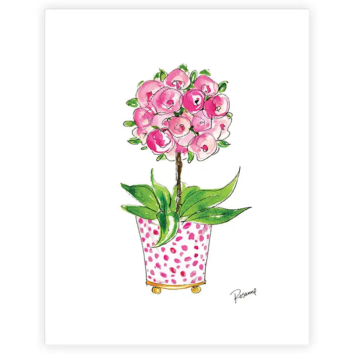 Handpainted Pink Roses in Cashe Pot Art Print 8x10
