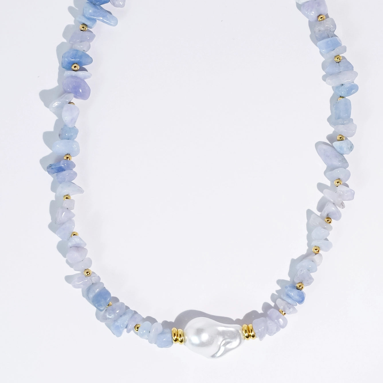 Enchanted Pearl Gemstone Necklace in Baby Blue