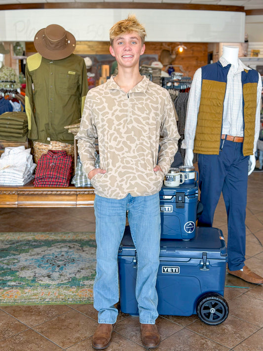Southern Marsh | Aurora Comfort Pullover - Retro Camo in Burnt Taupe