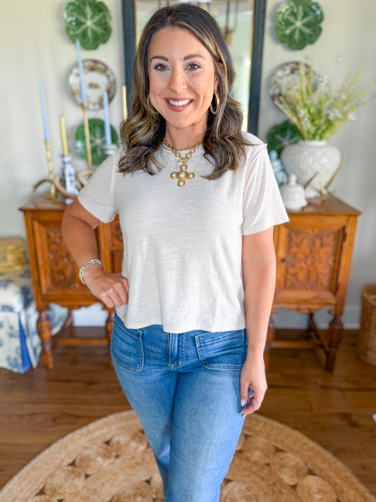 The Perfect Basic Tee in Beige