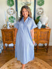 The Lexington Stripe Dress in Dusty Blue