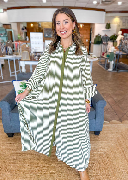 Autumn Lines Maxi Dress in Olive