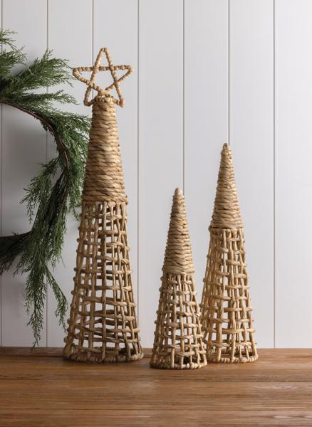 Woven Hyacinth Christmas Trees - Set of 3
