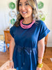 City Lights Cinched Top in Navy