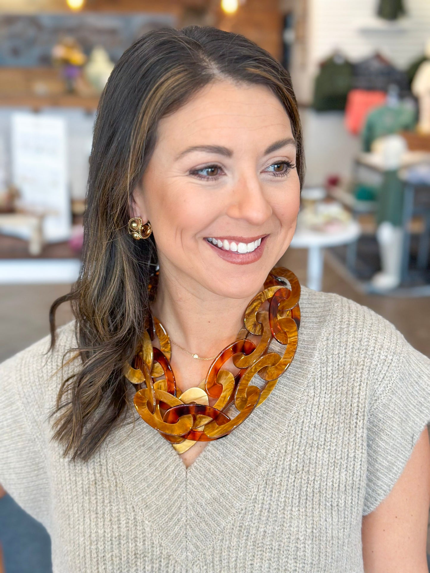 Tortoise Link Layered Necklace