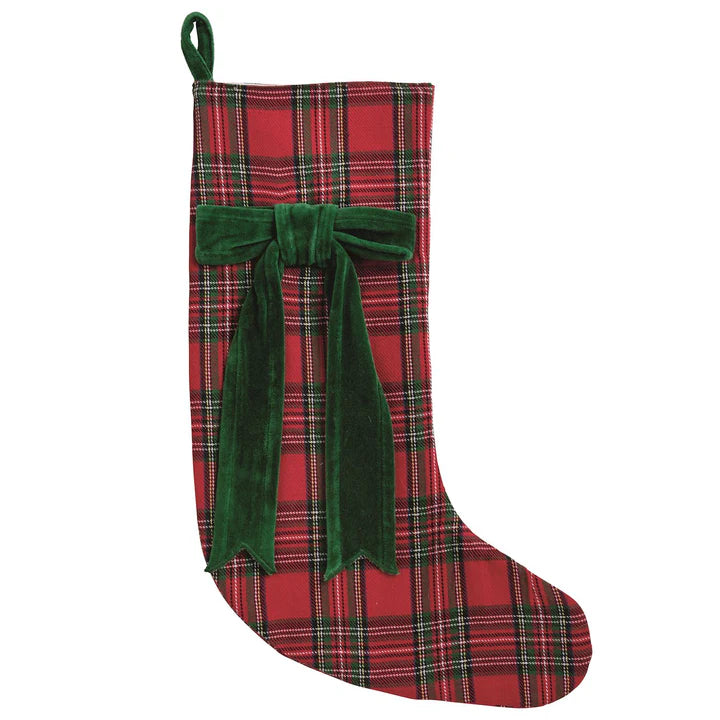Green Bow Plaid Stocking