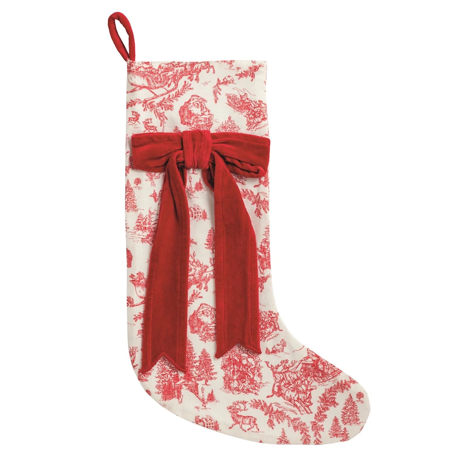 Red Cuff Toile Stocking