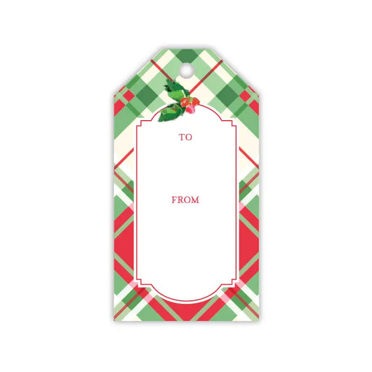 Christmas Plaid with Holly Gift Tag