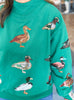 Queen of Sparkles Green Duck Mockneck Sweatshirt