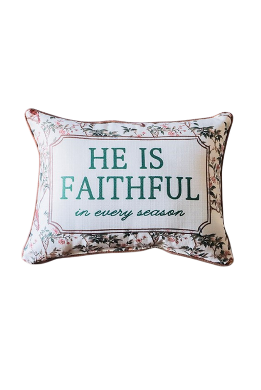 Little Birdie | He is Faithful in Every Season Toile Pillow
