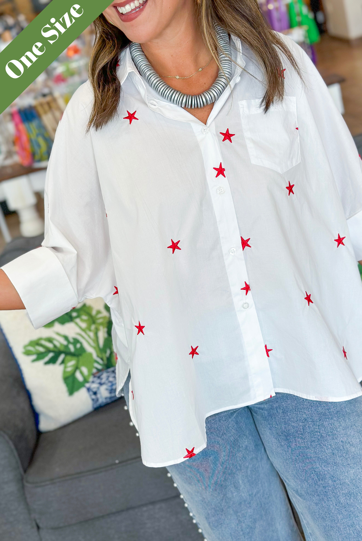 Caryn Lawn Abby Swing Top in White and Red
