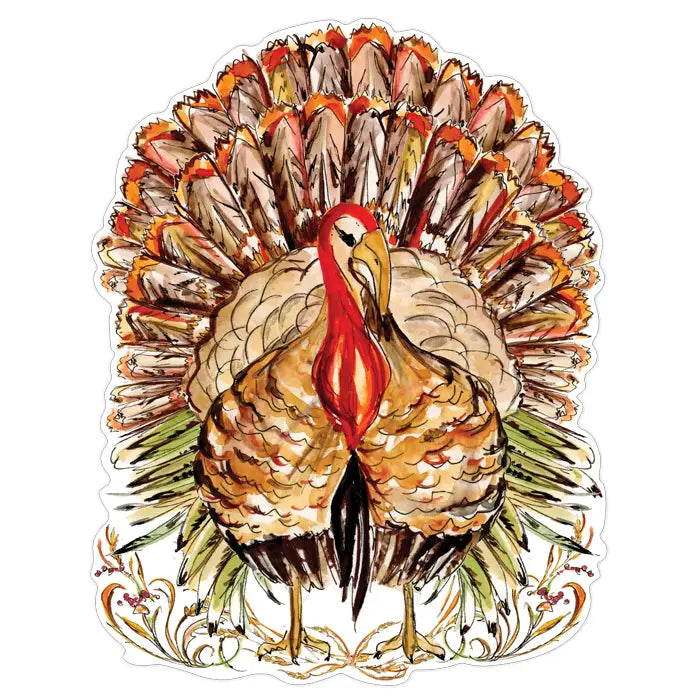 Handpainted Standing Turkey Brown Posh Die-Cut Placemat