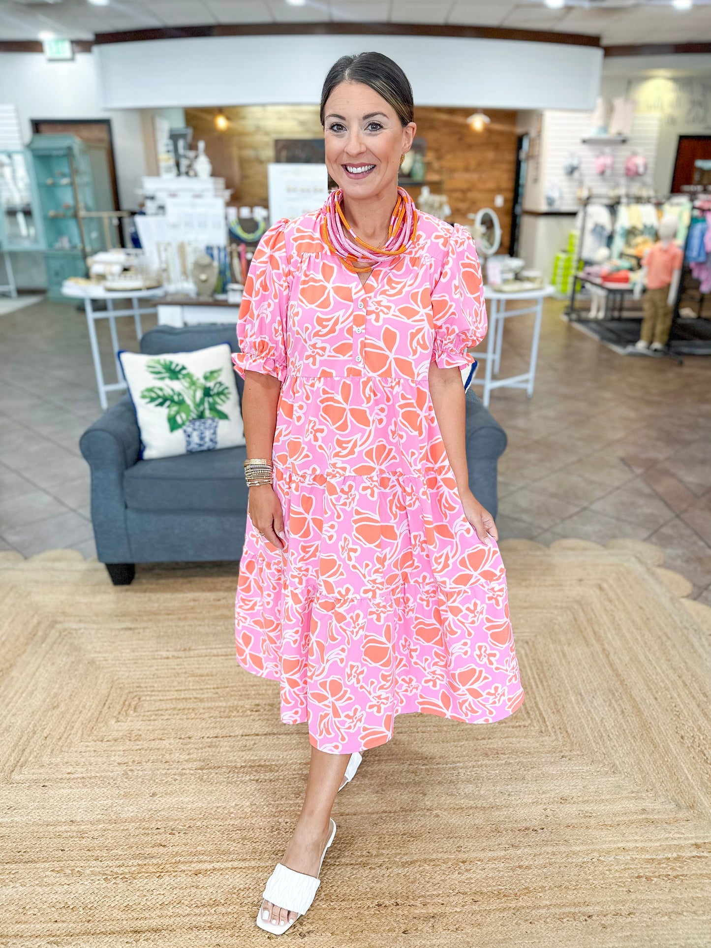 Mary Square Evie Dress | Blossom Breeze Coral