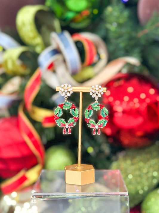 Christmas Wreath Drop Earrings