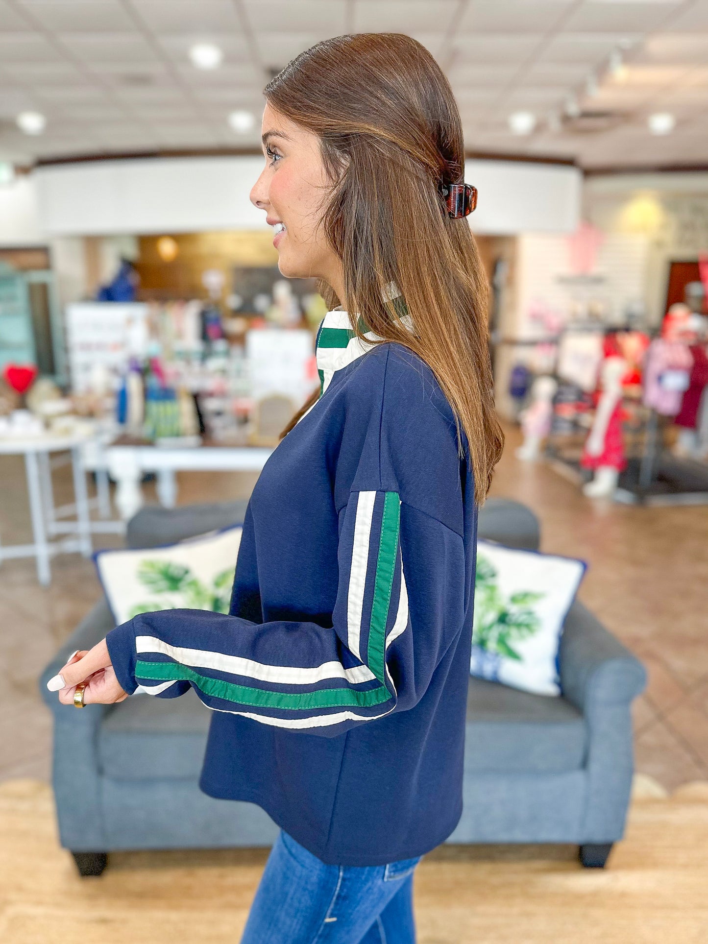 Neutral Seasons Pullover Top in Navy