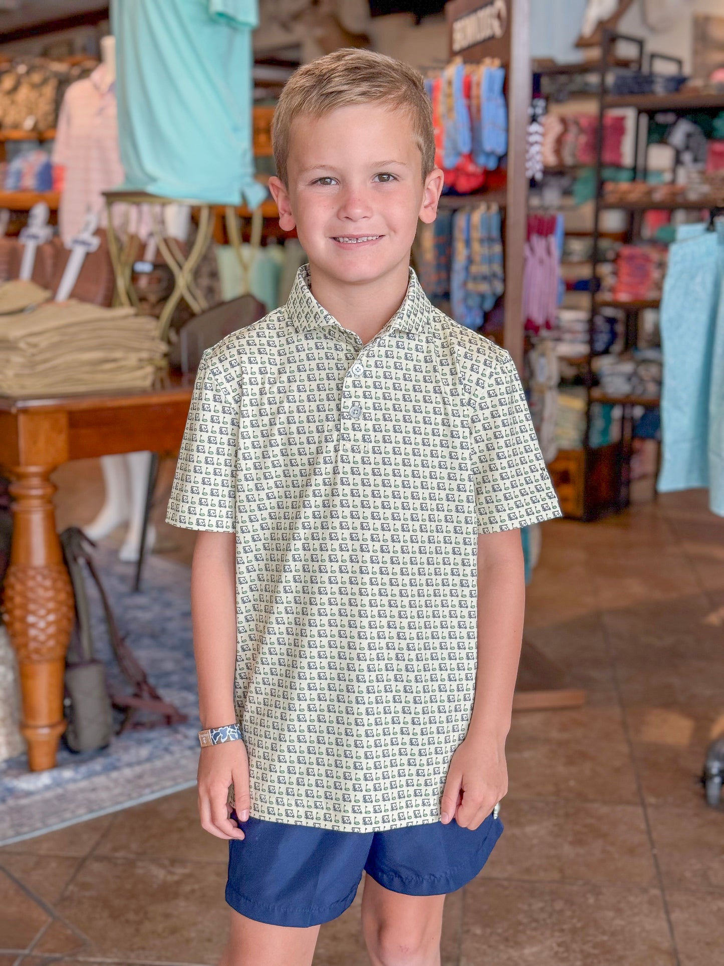 Southern Point Youth Golf Carts Performance Polo in Sunshine