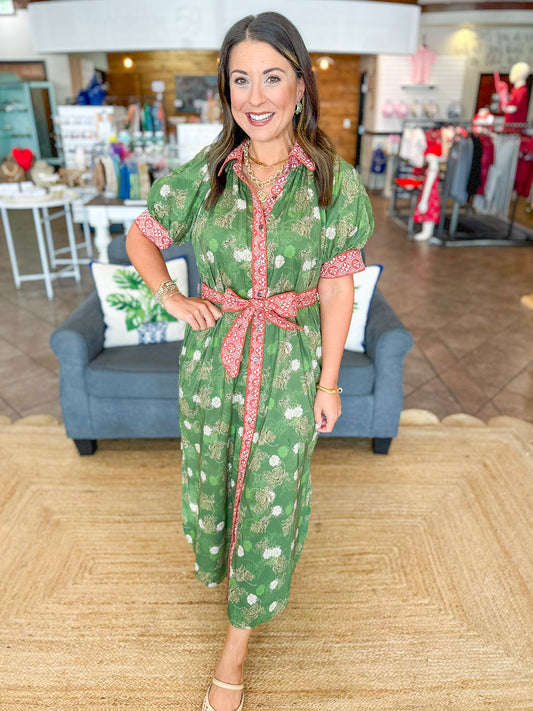 Autumn Moss Midi Dress