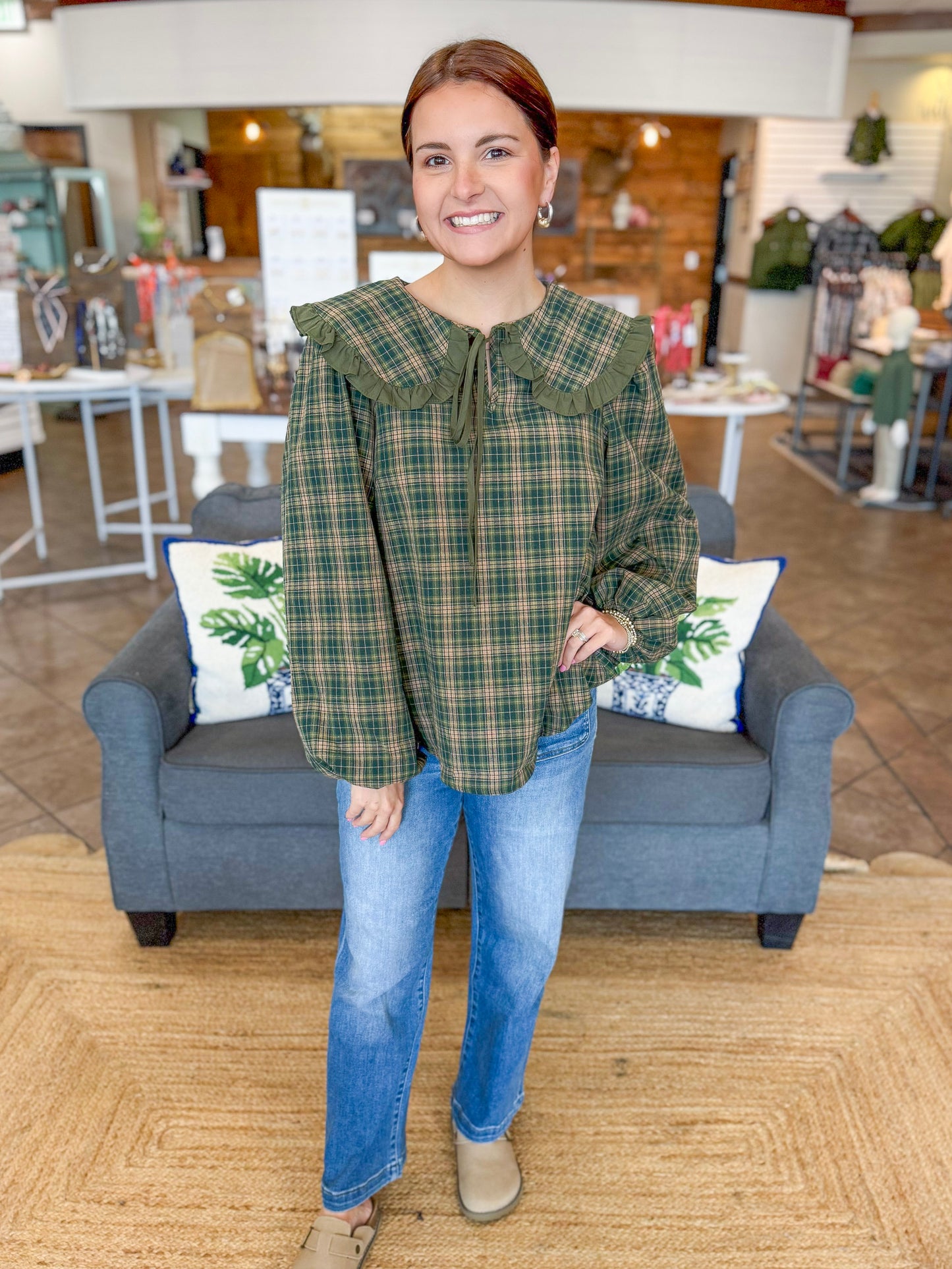 Tartan Season Top in Green