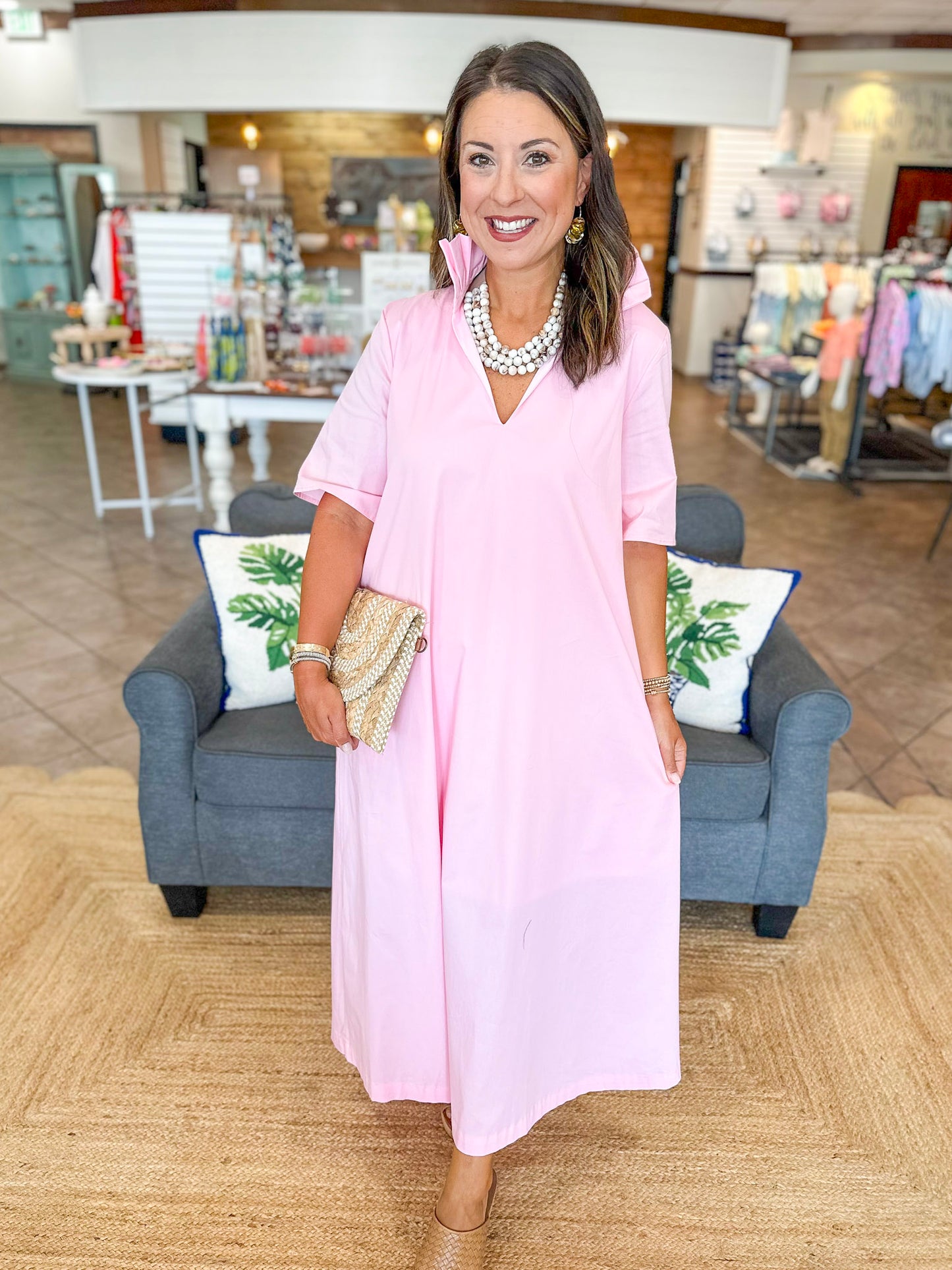 Adrienne Audrey Midi Dress in Pink