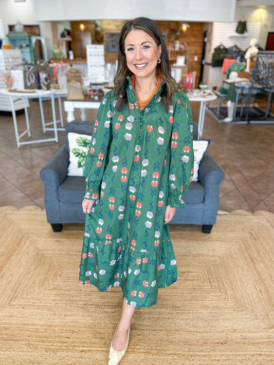 Garden In Fall Midi Dress