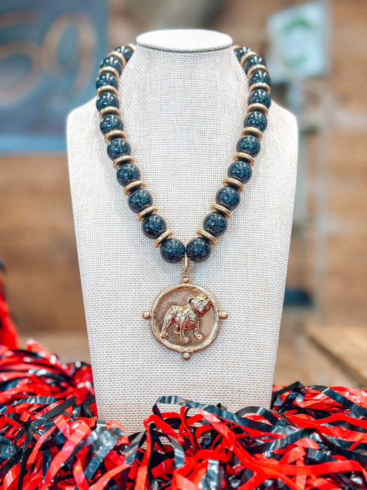 Glory Bound Bulldog Necklace in Black