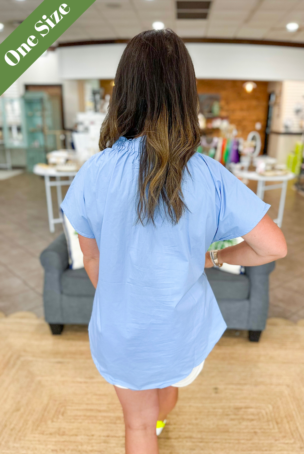 Caryn Lawn Emily Top in Wedgewood