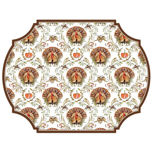 Standing Turkey Fall Foliage Pattern Posh Die-Cut Placemat