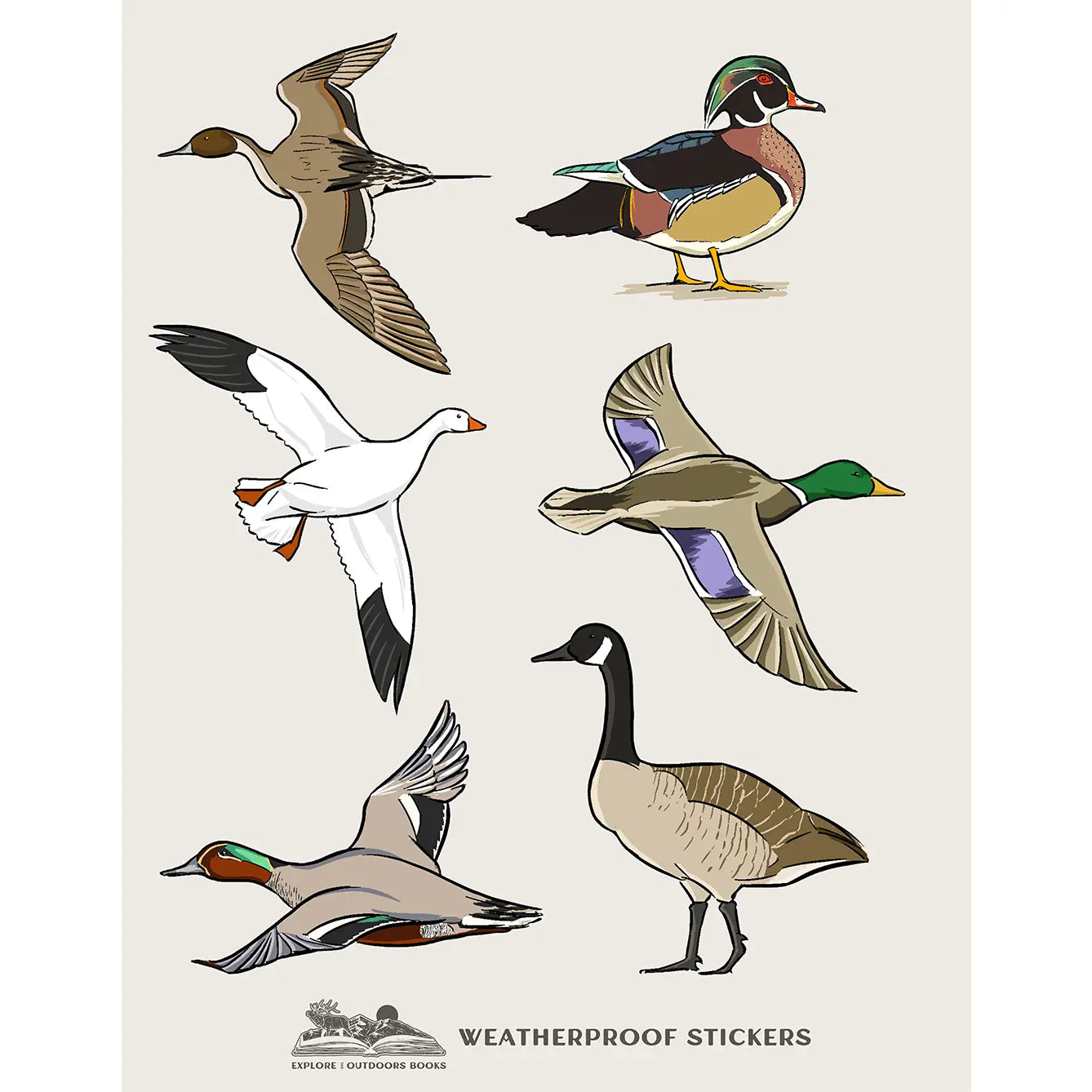Waterfowl Weatherproof Sticker Sheet