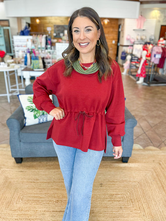 The Jetset Pullover Top in Burgundy