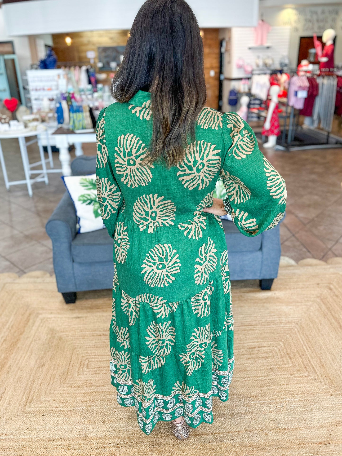 Sunday in Autumn Midi Dress in Green