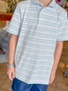 Southern Point Youth Valley Stripe Performance Polo in Emerald Coast