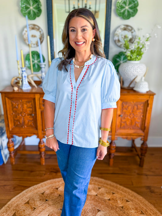 Mary Square | Elaine Top in Light Blue
