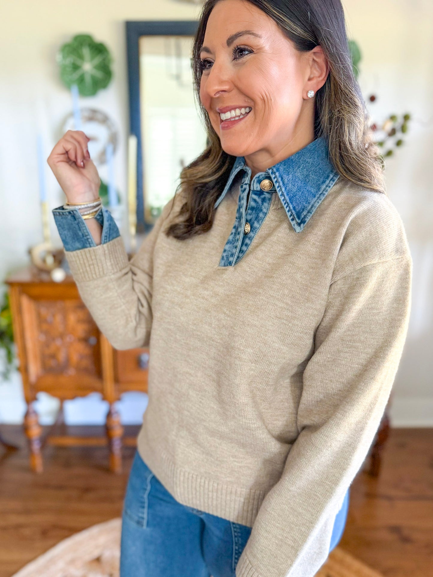 Karlie | Denim Collar Novelty Sweater