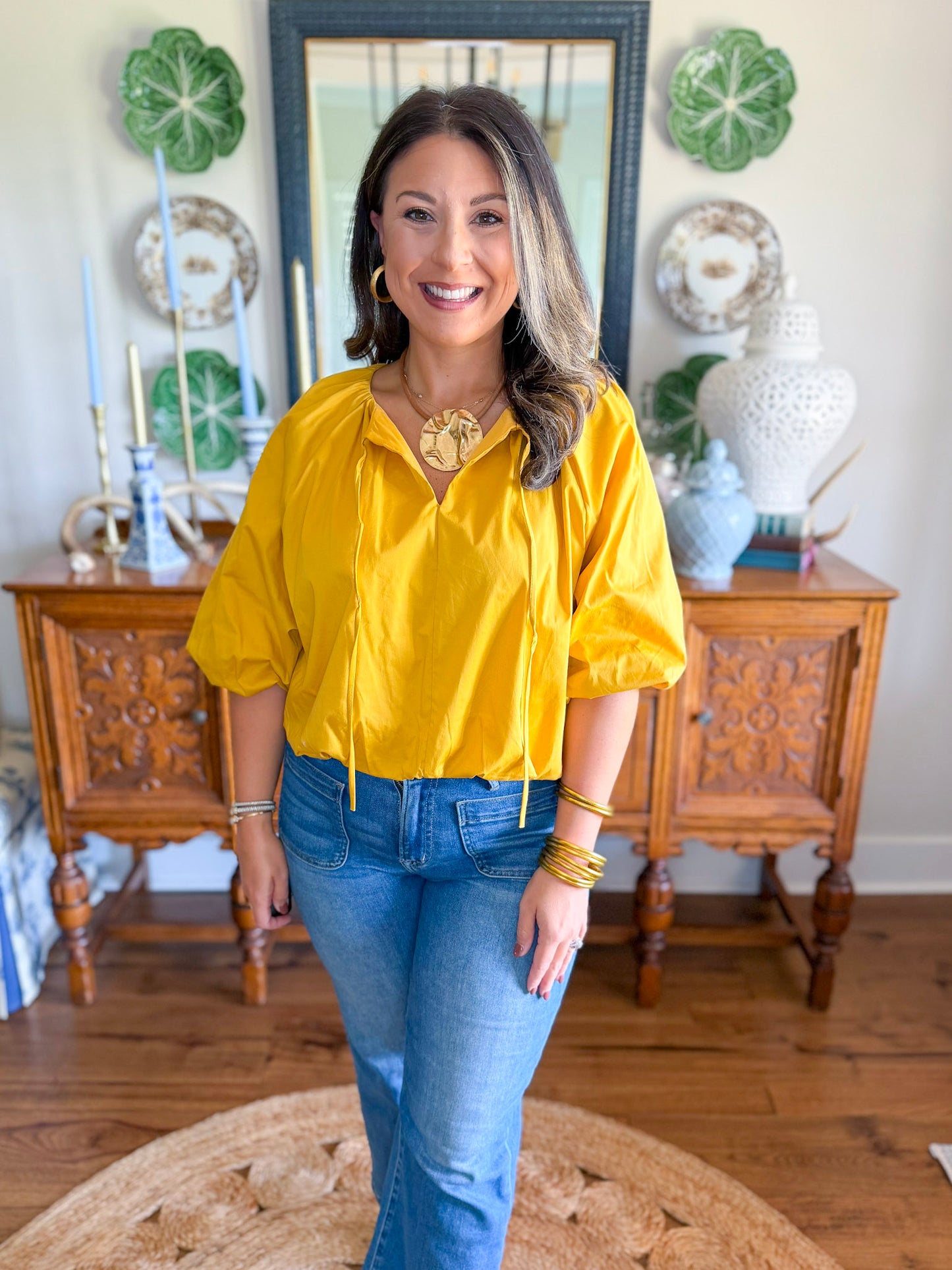 Adrienne | Tatum Bubble Hem Top in Gold