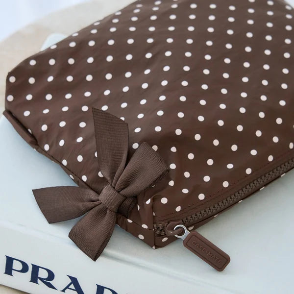 Casemate | Crinkle Make Up Bag in Espresso Polka Dot