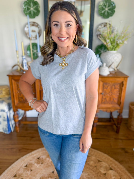 The Everyday Knit Top in Heather Grey