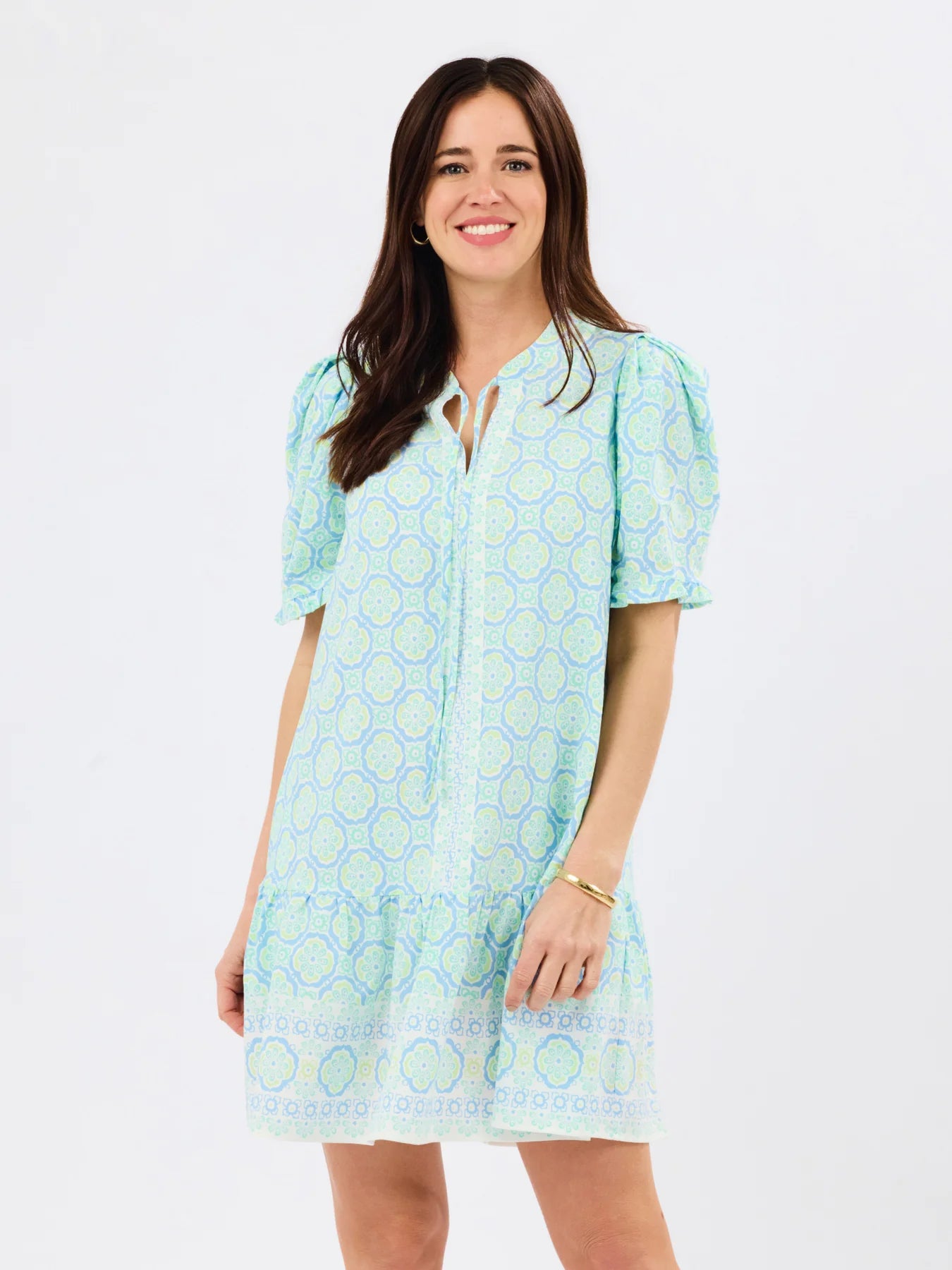 Mary Square | Natalia Dress in Mosaic Charm Blue