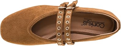 Corkys | All Eyes on Me Mary Jane Flat in Camel Faux Suede