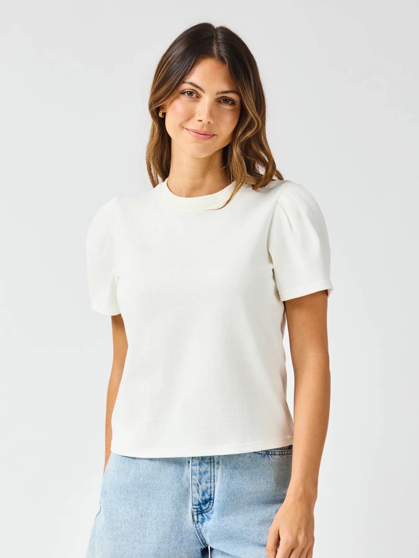 Mary Square | Larissa Pleat Sleeve Tee in White