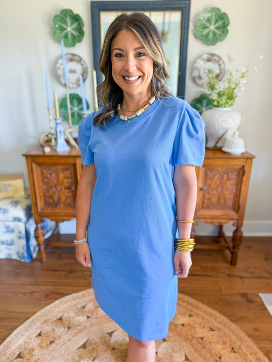Mary Square | Carolina T-Shirt Dress in Blue