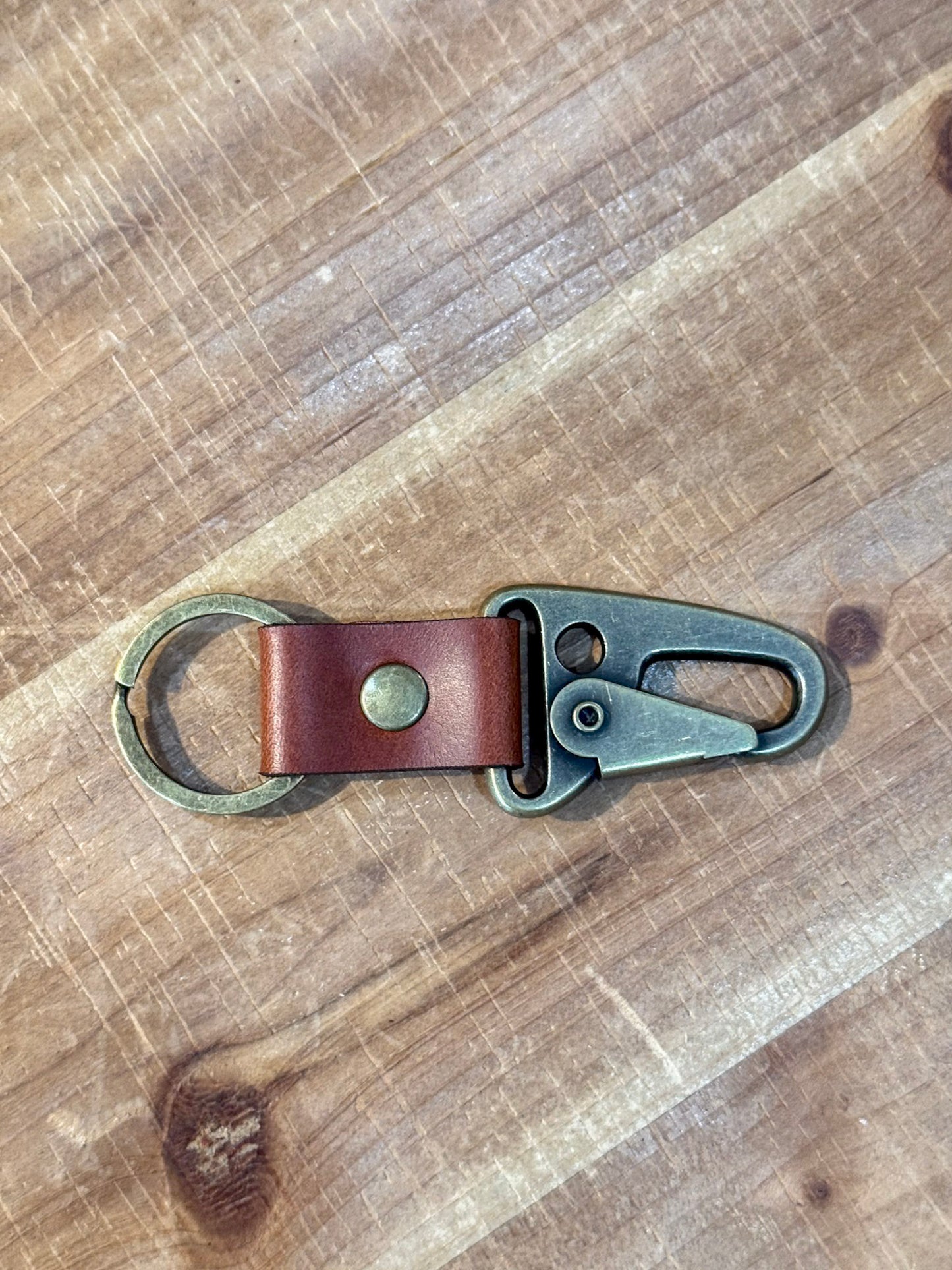 Golden Leather Co. Leather Clip Keychain in Brown Leather