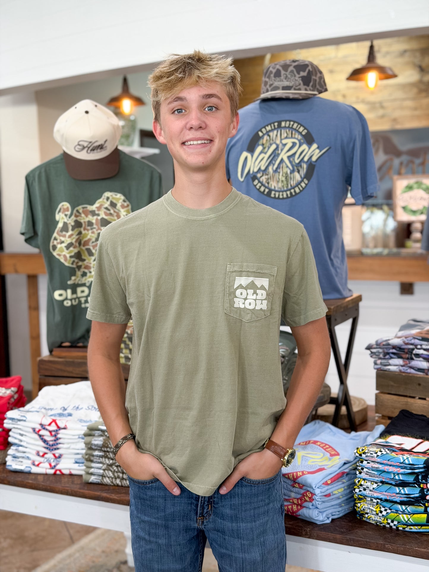 Old Row | The Bucking Armadillo T-Shirt in Khaki