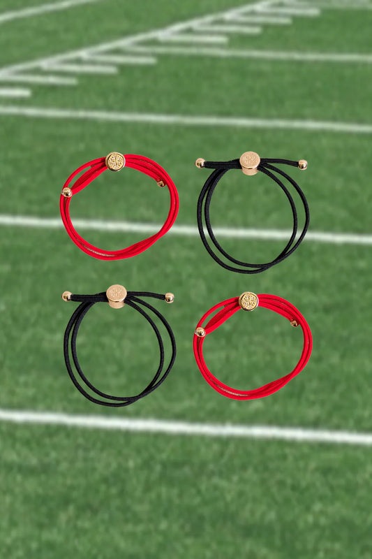 Skinny Hair Tie Set - Red / Black