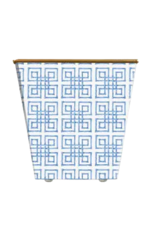 Whh Blue Bamboo Fret Cachepot Candle in Blue Spa