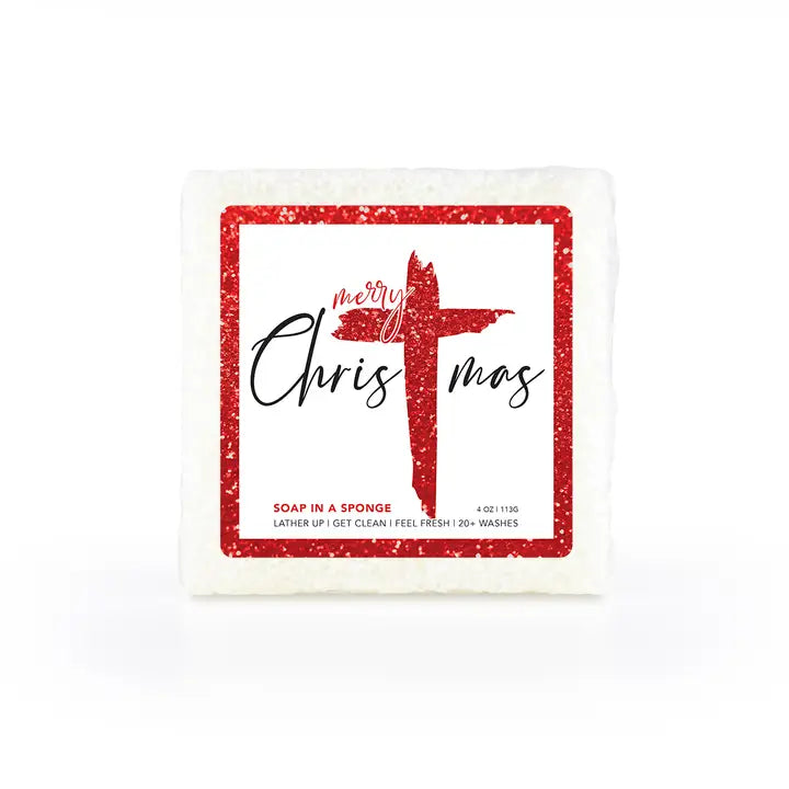 Caren Merry Christmas Soap in A Square Sponge