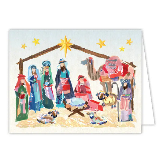 Nativity Scene in Manger Greeting Card