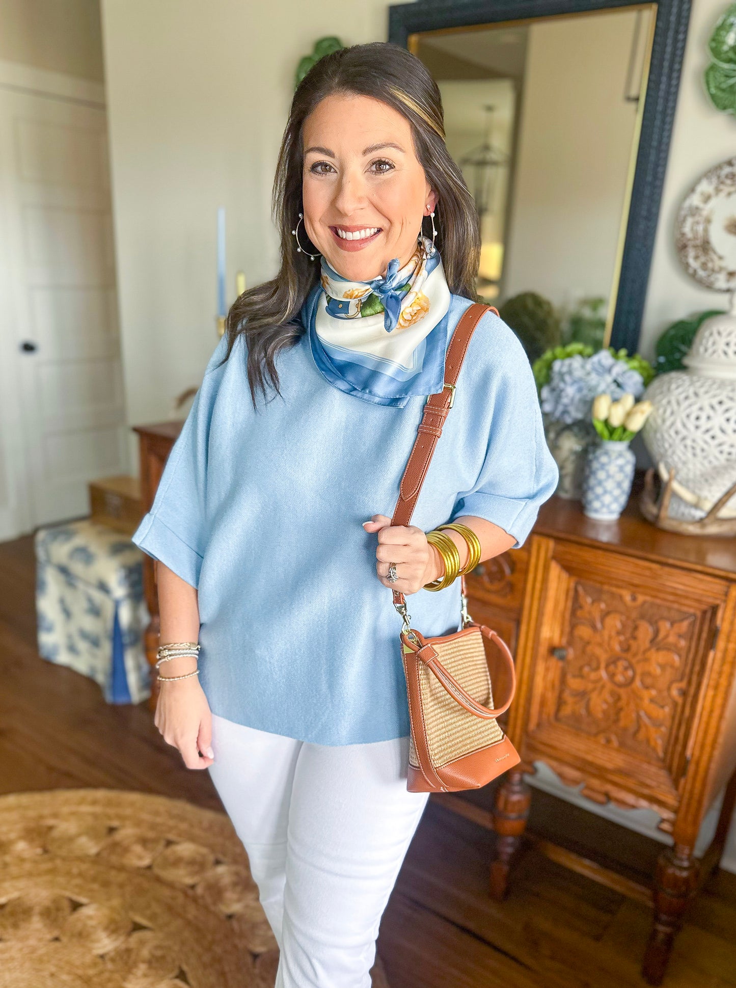 The Coastal Ease Sweater Top in Blue