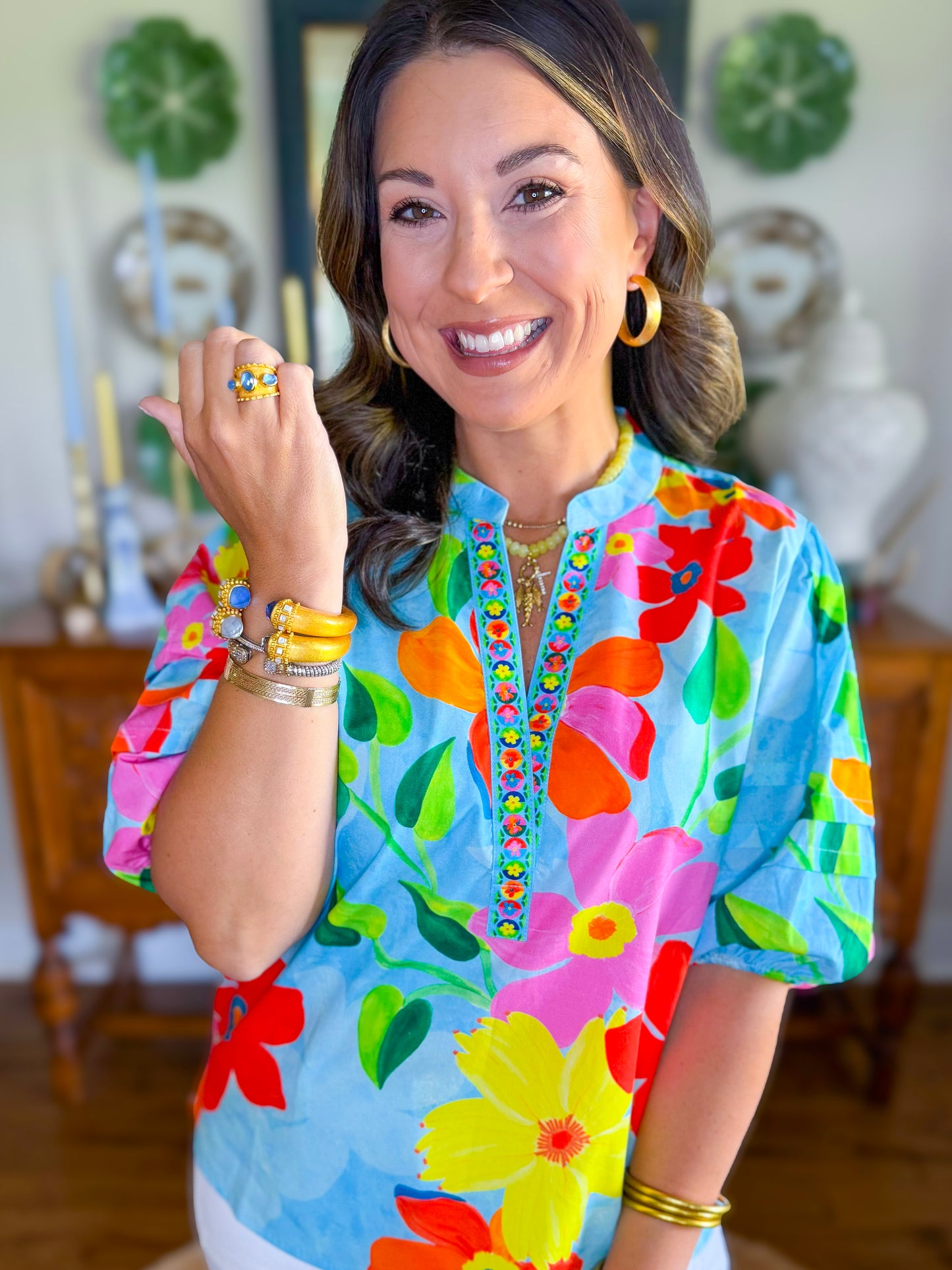 Raya Top in Floral Sky