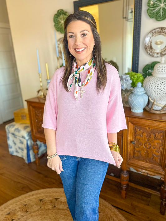 The Maren Knit Top in Baby Pink